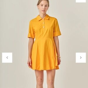 English Factory Sunny Yellow Cotton Mini Dress Size XS